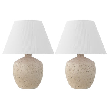 Myron 18" Minimalist Scandinavian Concrete Effect Resin/Iron LED Table Lamp - JONATHAN Y